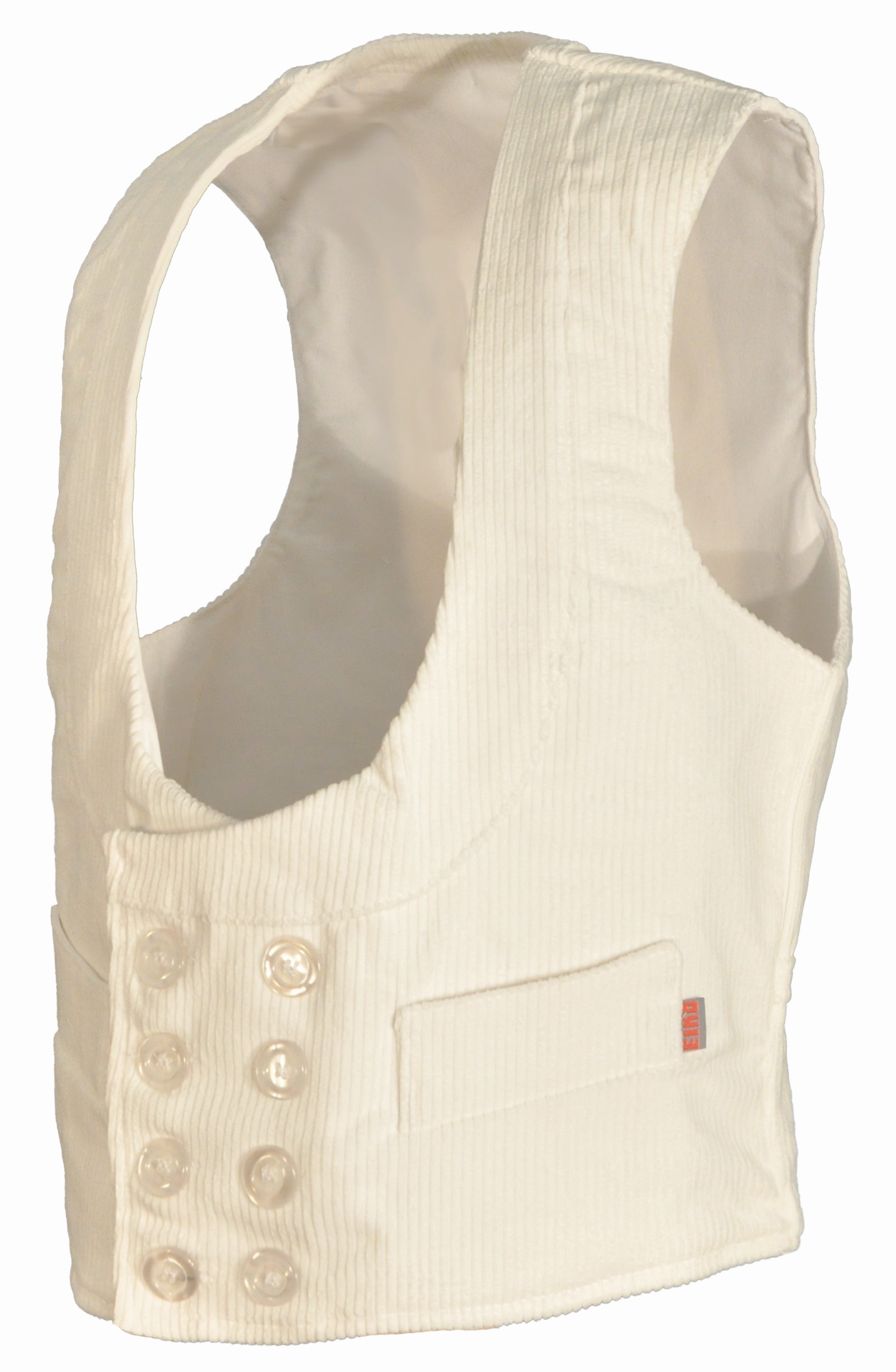 Eiko Inn Trenkercord shawl collar guild vest pure white