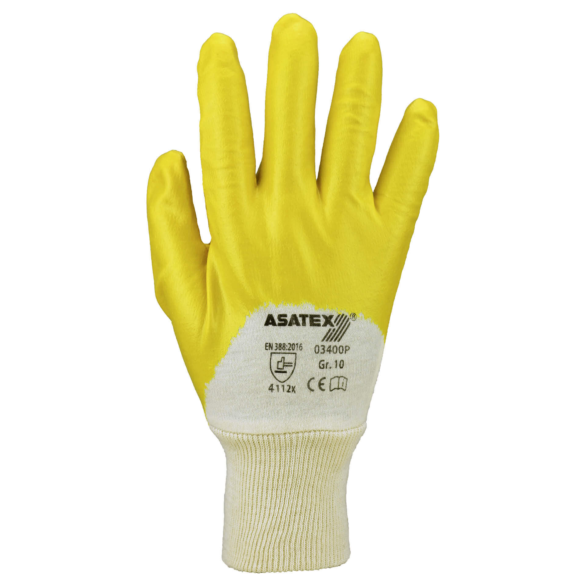 03400P Nitrile gloves with knitted cuff yellow