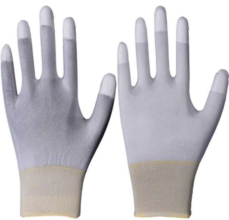 Solidstar 1328 Nylon gloves white with PU coating on the fingertips