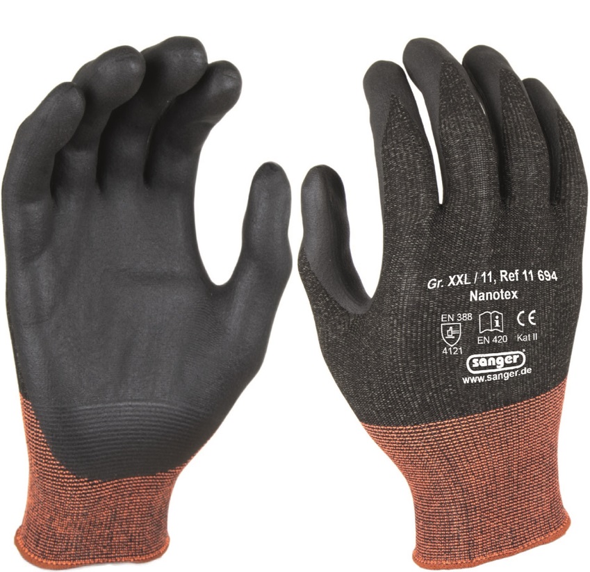 Elastane protective gloves Nanotex with nitrile foam coating