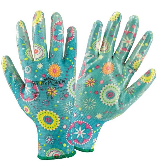 Work Power Flower Nitrile Gardening Gloves