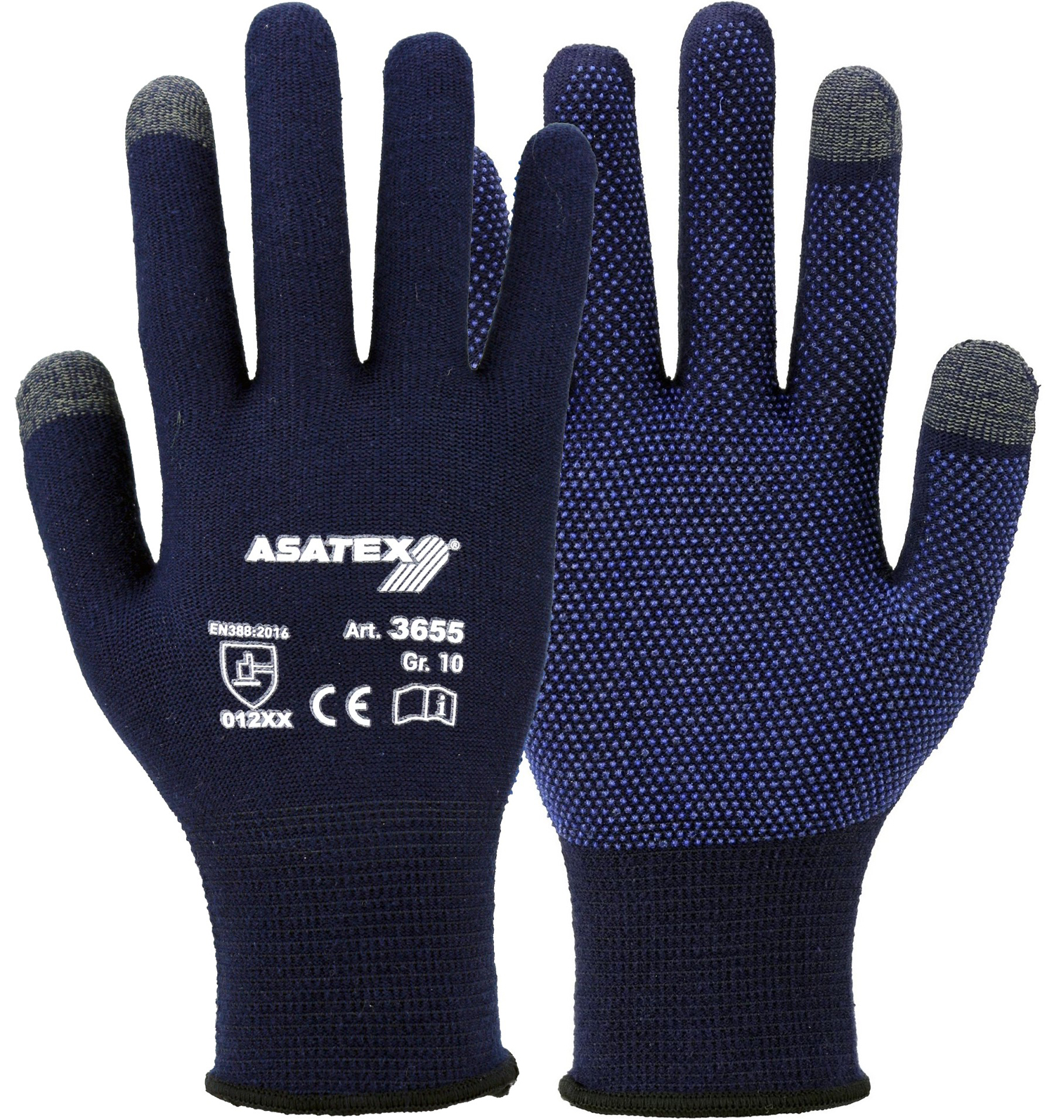 3655 Smartphone fine knitted glove blue with studs