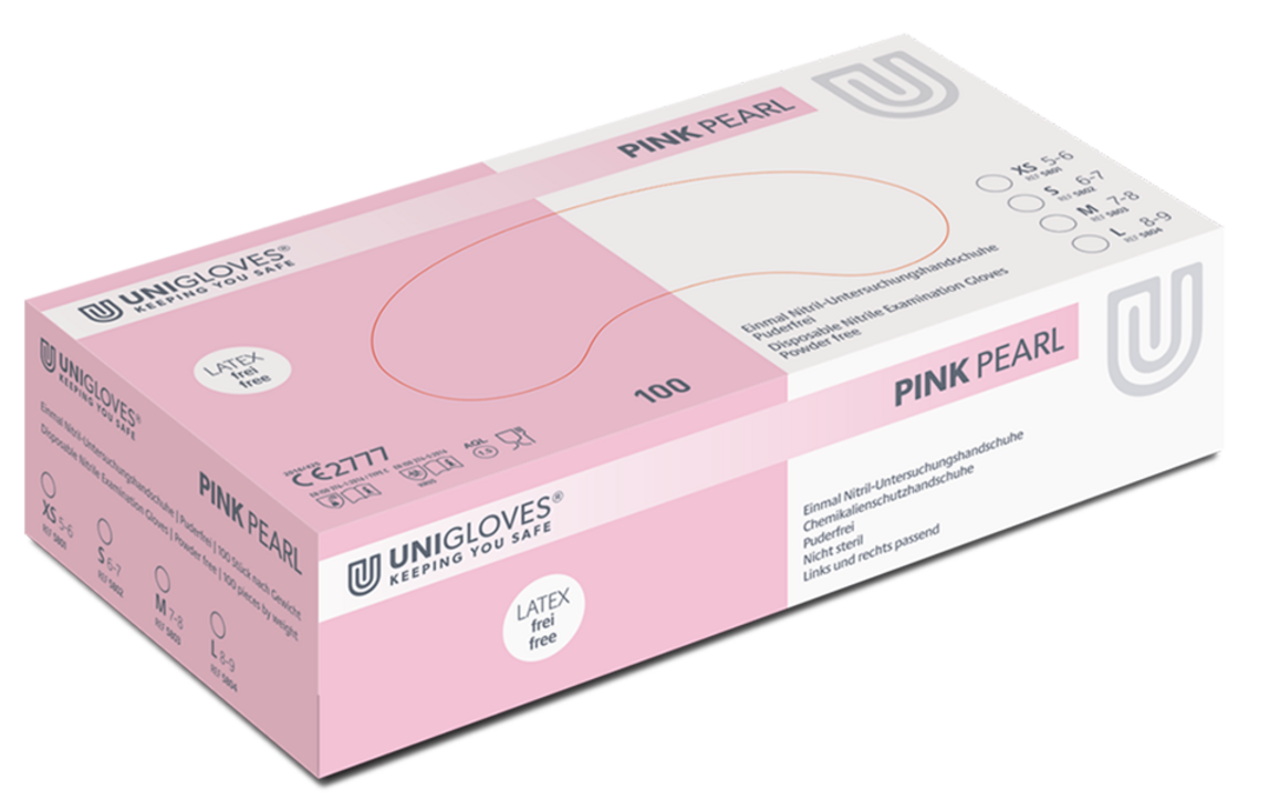 Unigloves Pink Pearl Disposable Nitrile Gloves Powder Free 