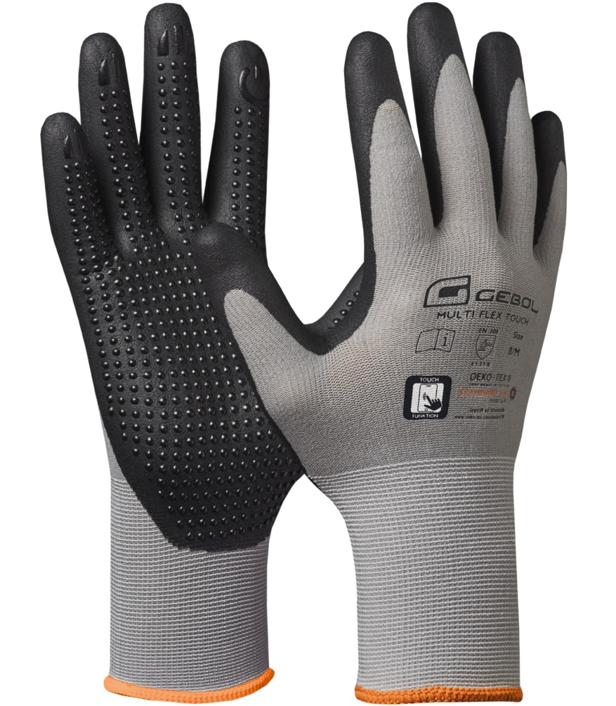 Gebol Multi Flex Touch nitrile protective gloves with nubs touch screen capable