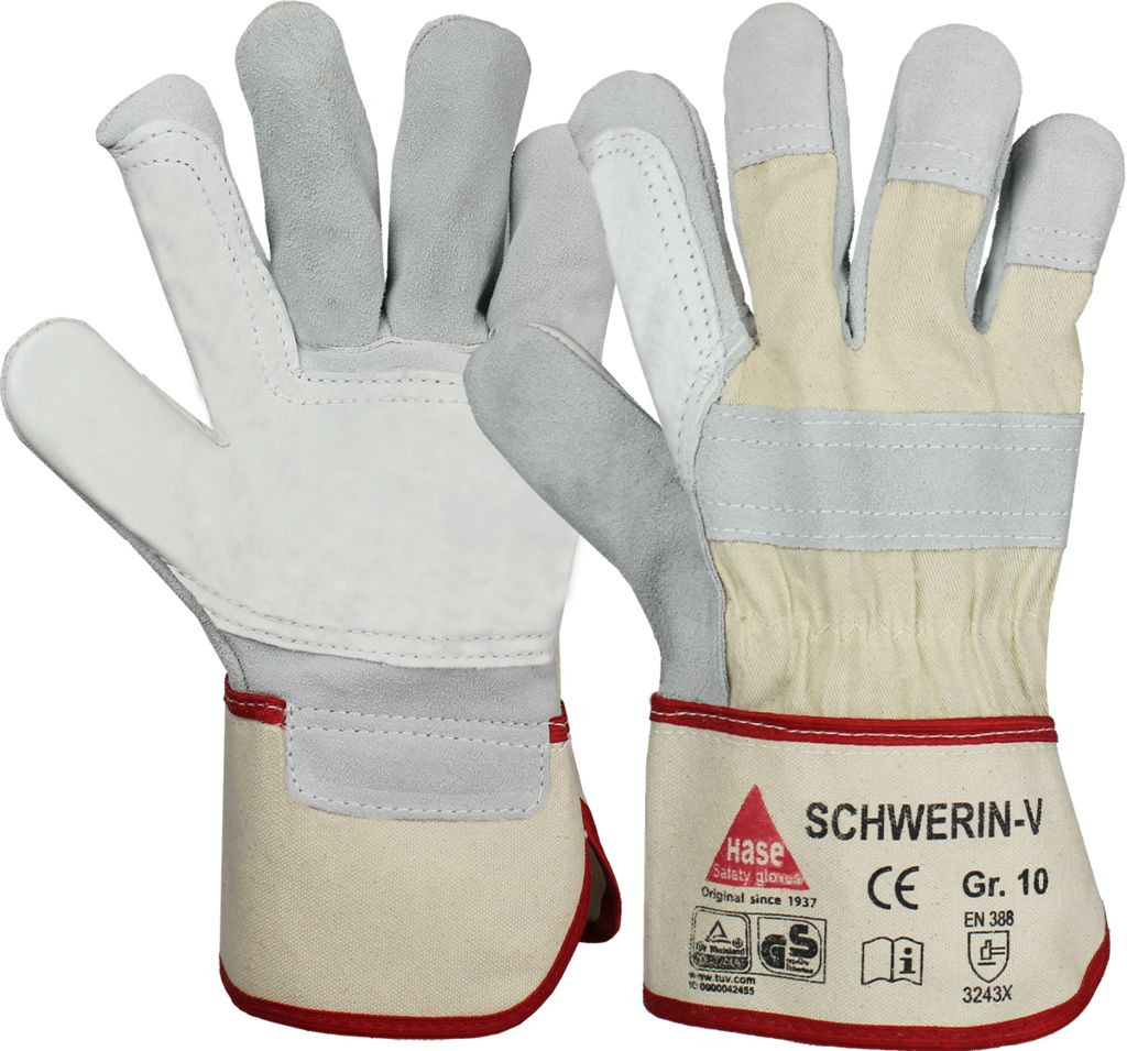 Hase 212170 SCHWERIN-V Protective gloves made of cow split leather