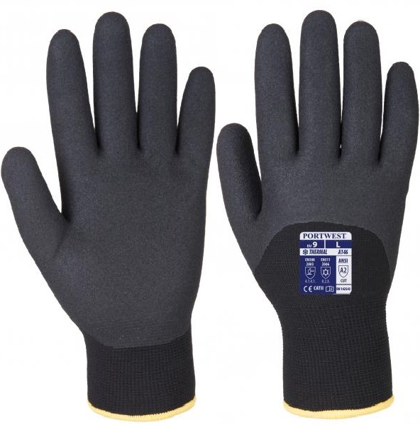 Portwest A146 Artic Winter Gloves 3/4 coated black