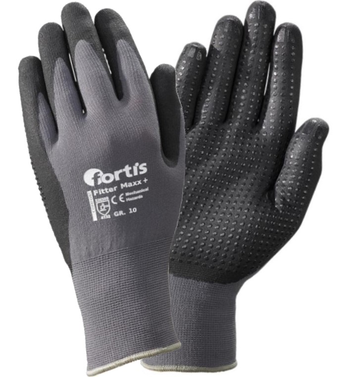 Fortis Comfort Fitter Maxx Plus gloves for installation nubs and nitrile foam