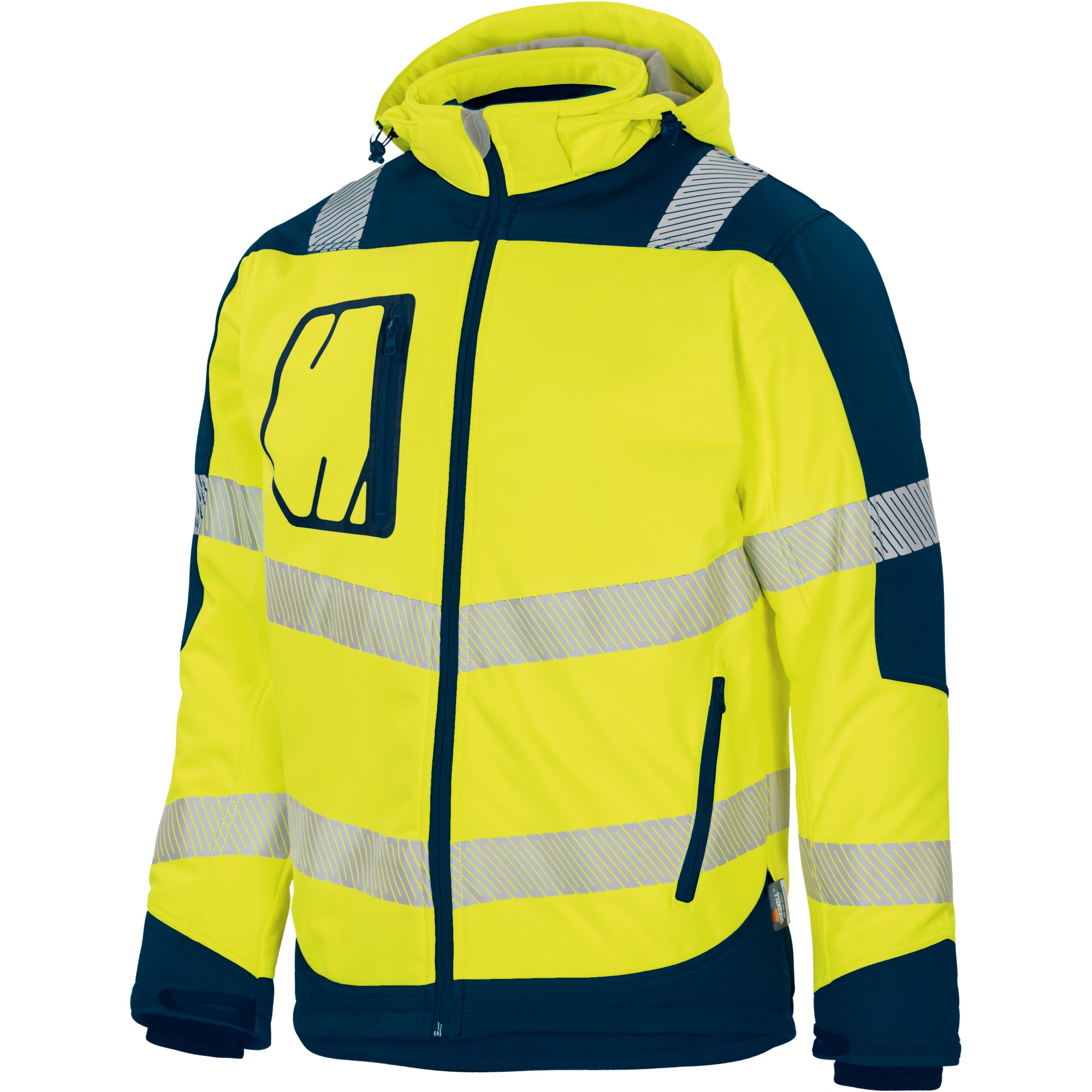 Vizwell VW268BY winter soft shell jacket fluorescent yellow navy