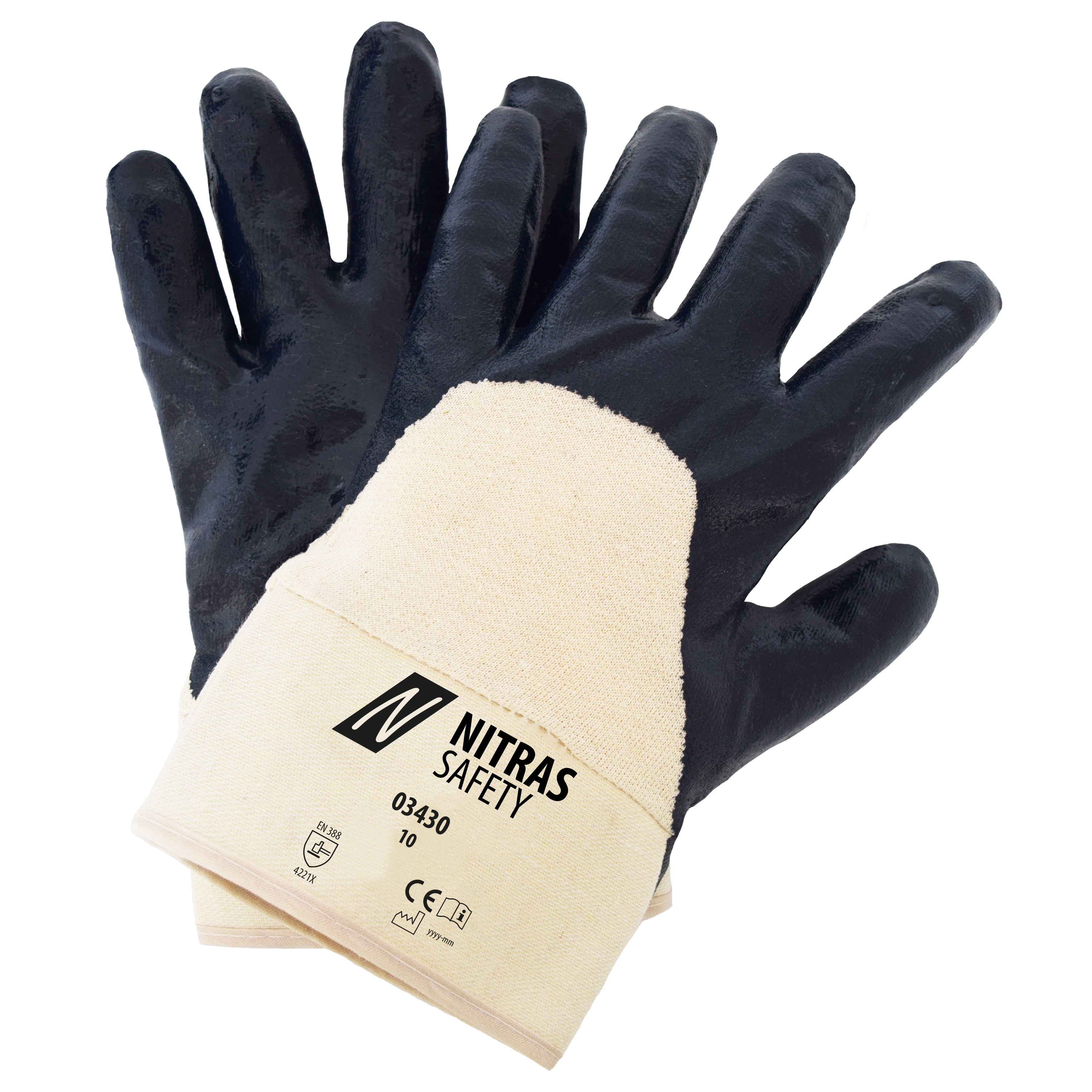 Nitras 03430 Cotton gloves with nitrile coating