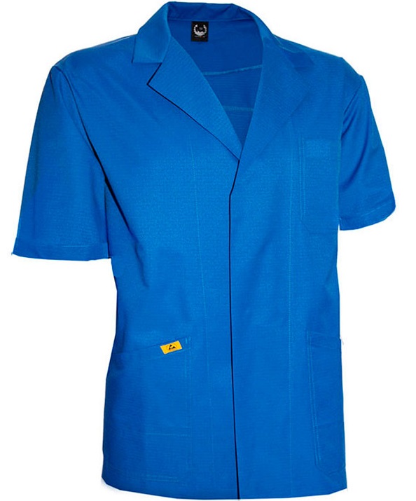 ESD men's jacket short sleeve cornblue 155g/m²