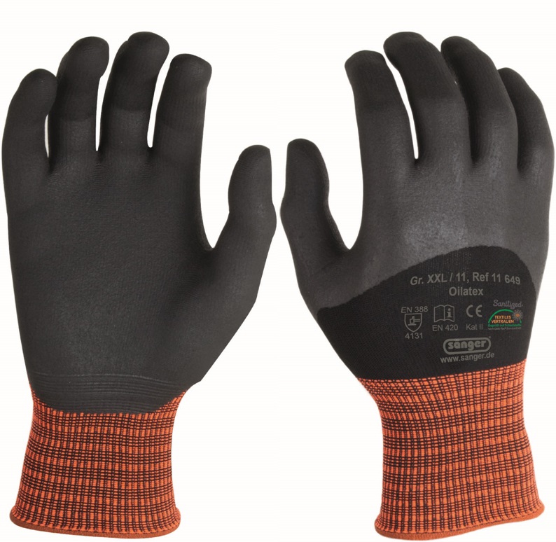 Protective gloves Oilatex with liquid-tight 3/4-nitrile coating