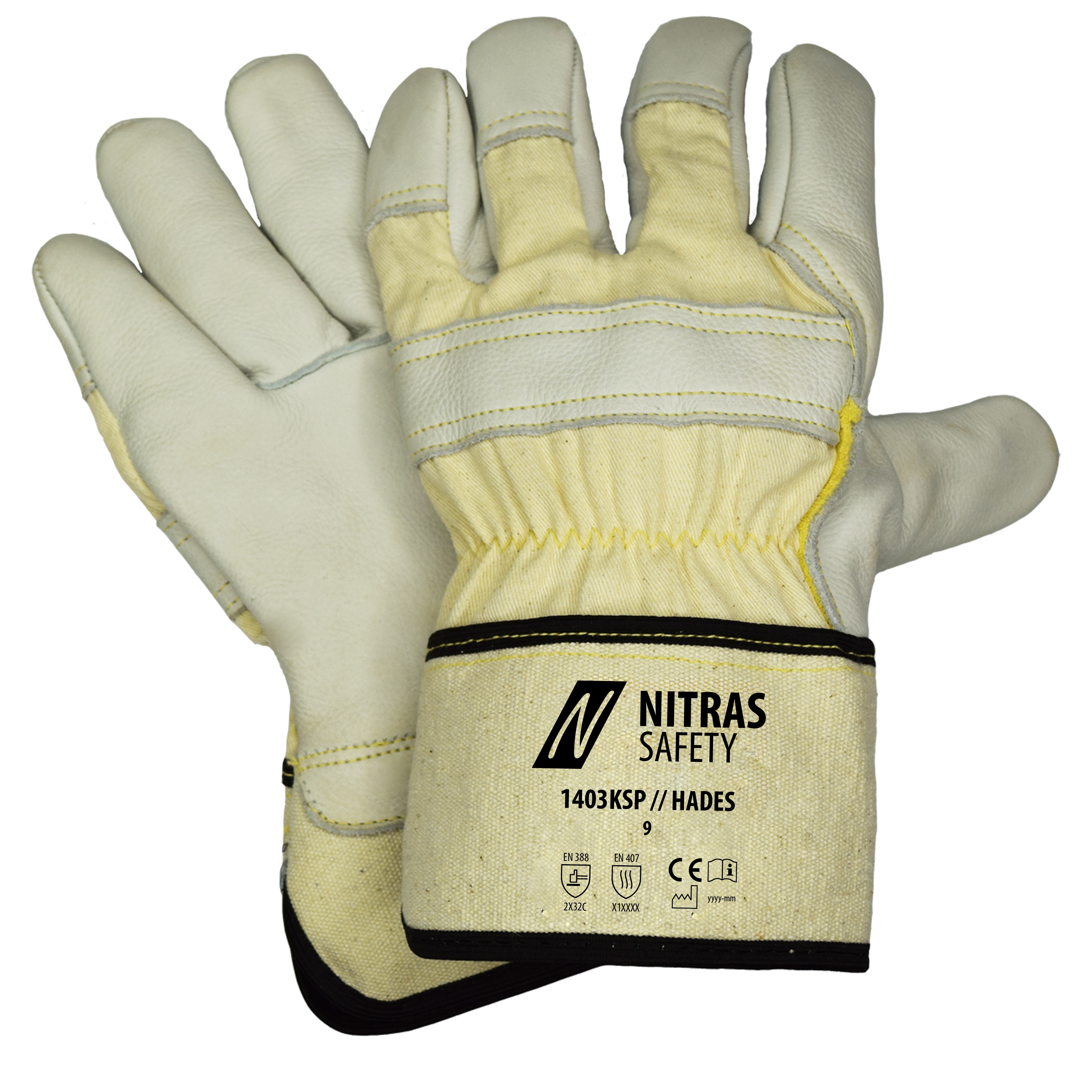 Nitras 1403KSP Hades cowhide full leather cut resistant gloves