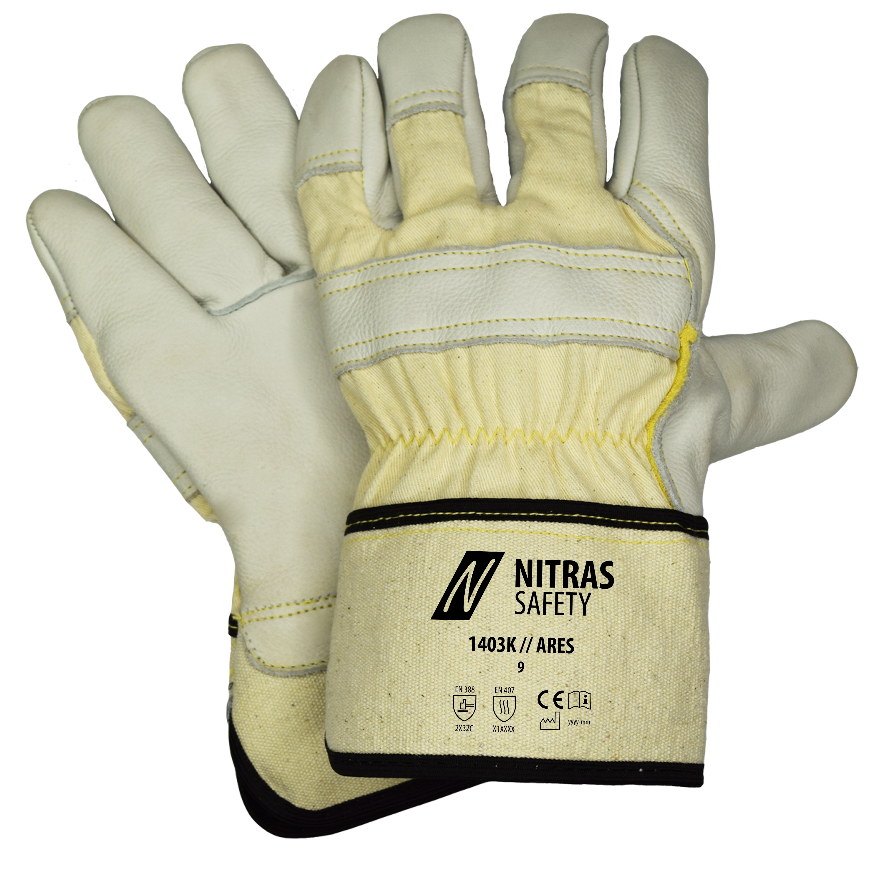 Nitras 1403K Ares cowhide full leather cut protective gloves