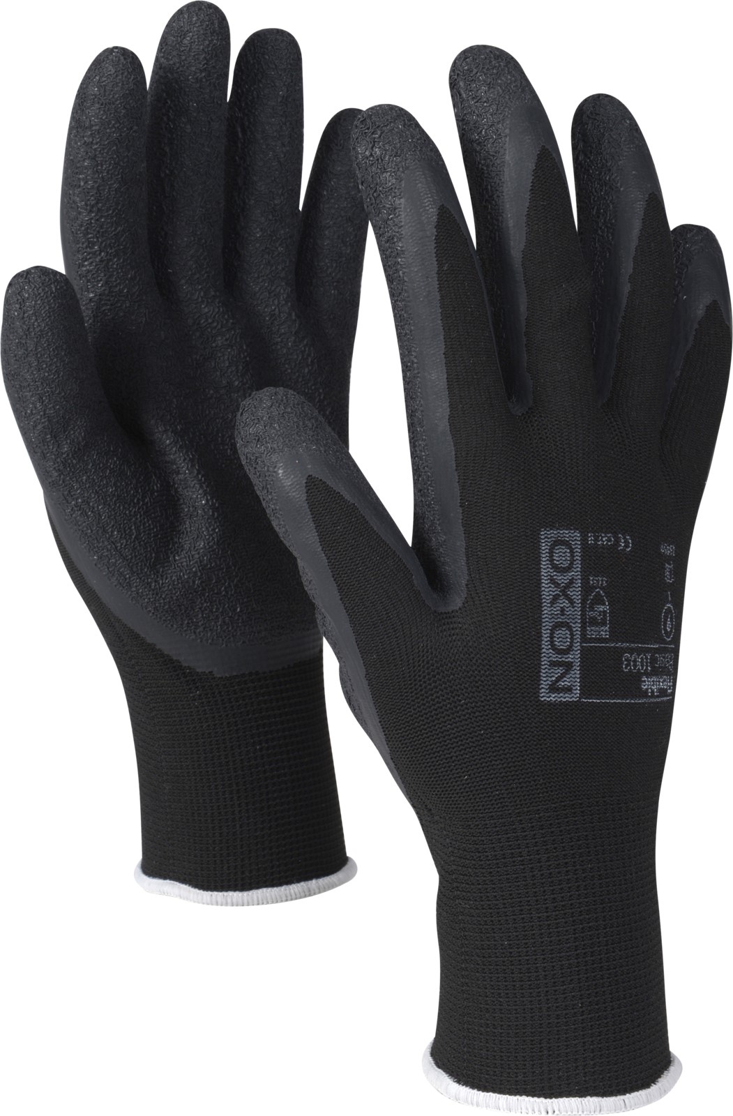 OX-ON Flexible Basic 1003 (Black Grip) protective gloves with latex coating