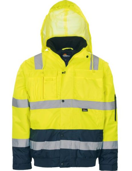 Vizwell VW60CBY High visibility pilot jacket 2 in 1 fluorescent yellow/navy