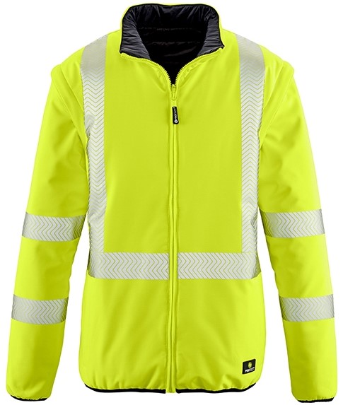 4 Protect RENO 3418 High-visibility reversible softshell jacket bright yellow-black