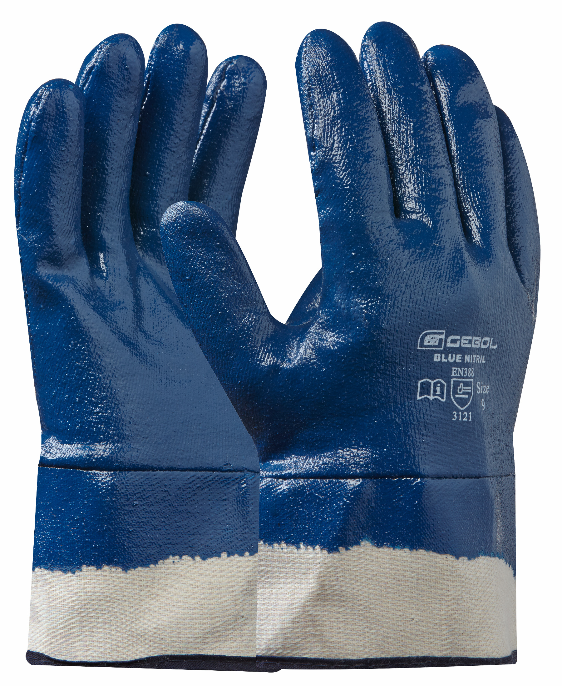 Gebol Blue Nitrile Protective Gloves with Nitrile Coating